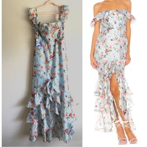 MAJORELLE NWT Godfrey Gown Blue Floral Dress Large